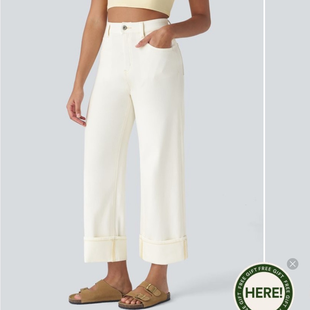 HALARA Flex Denim Wide-Leg Cropped Pants NWT